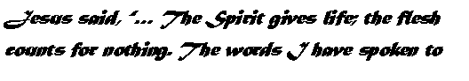 Text Box: Jesus said, �� The Spirit gives life; the flesh counts for nothing. The words I have spoken to 